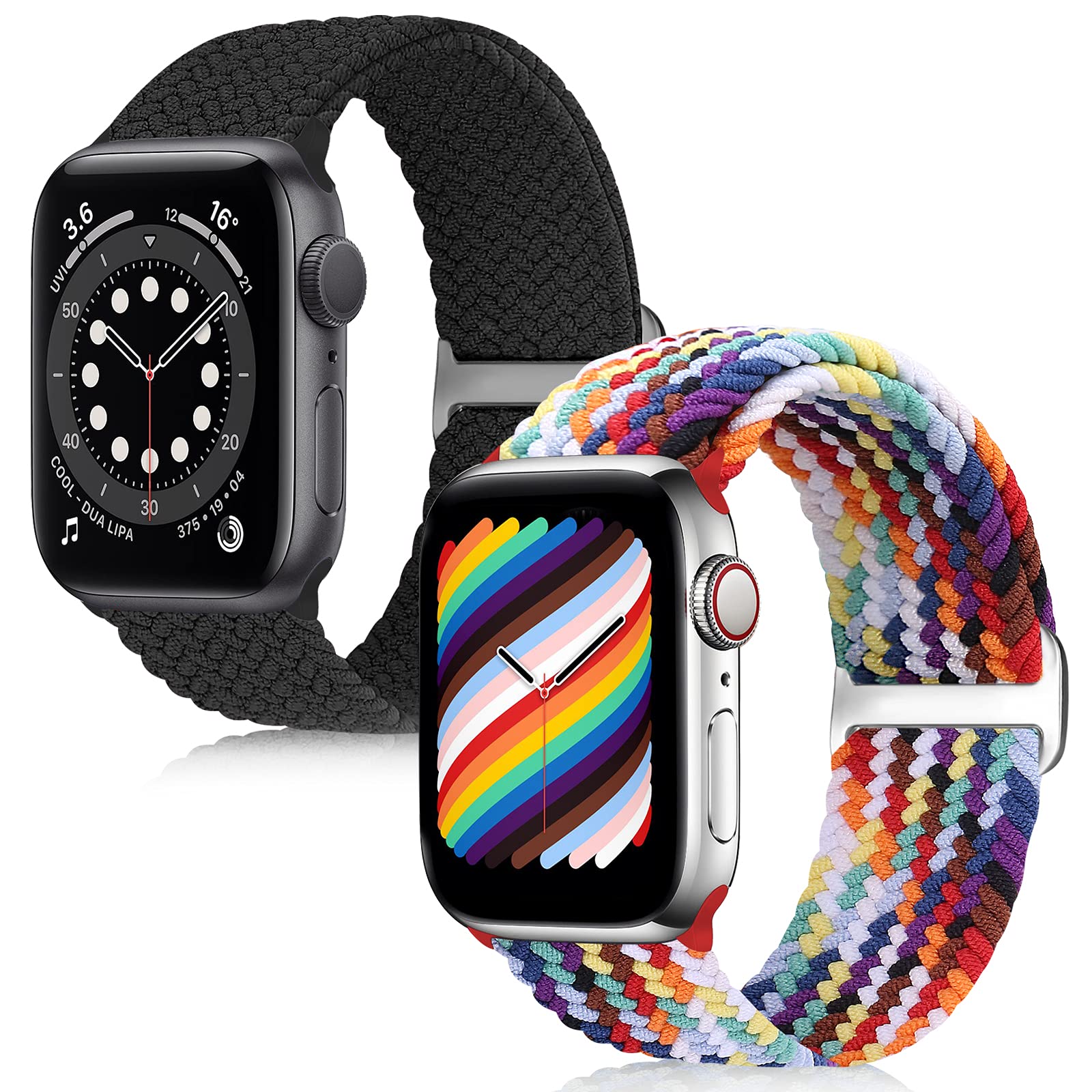 KIBDSNG Braided Loop Sport Straps Compatible for Apple Watch Straps 38mm 40mm 41mm 42mm 44mm 45mm, Adjustable Elastic Woven Nylon Replacement Wristband for iWatch Series SE/8/7/6/5/4/3/2/1