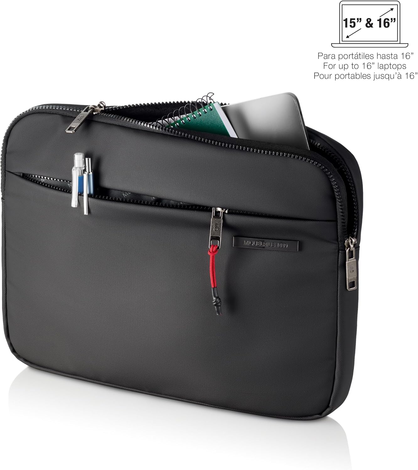 Miquelrius Unisex Funda Portátil 15" Negra Bag to Work Portable Protective Case, Black, black, 390 x 290 x 30 mm