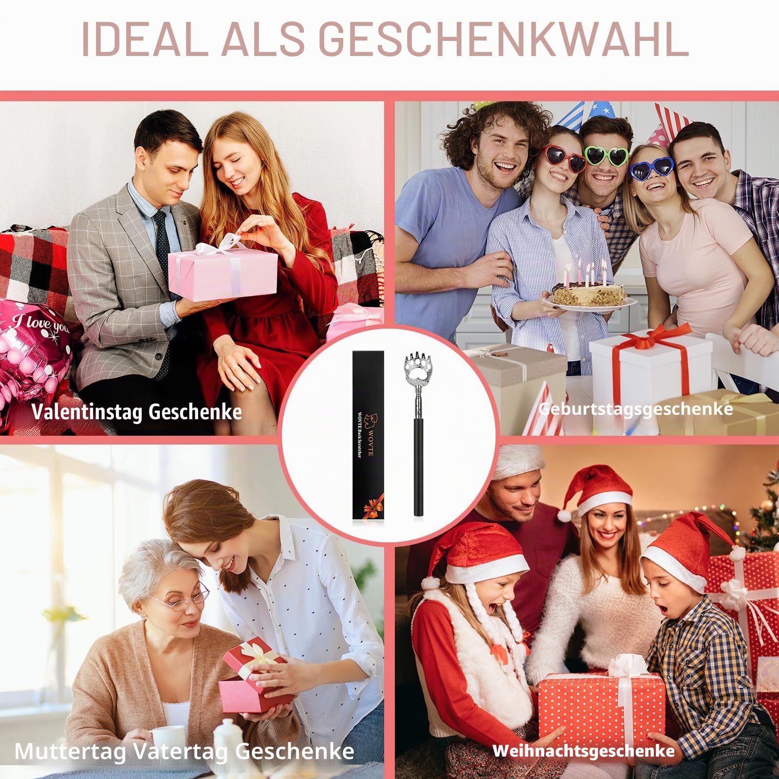 WOVTE Bear Claw Ausziehbarer Rückenkratzer für Männer und Frauen, Strumpffüller für Erwachsene, Männer, Muttertag, Vatertag, Geburtstag, Weihnachten, Geschenke für Männer, Frauen, Mutter, Vater