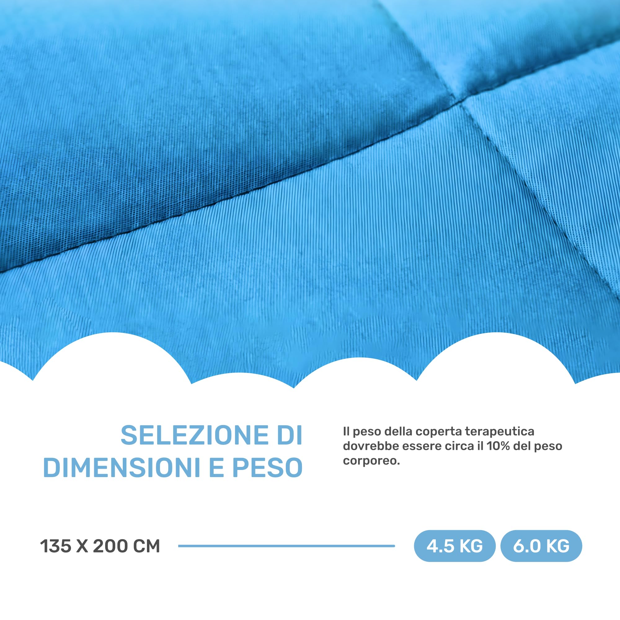 Dailydream Coperta ponderata terapeutica cotone, 4,5 kg, per adulti, 135 x 200 cm, blu