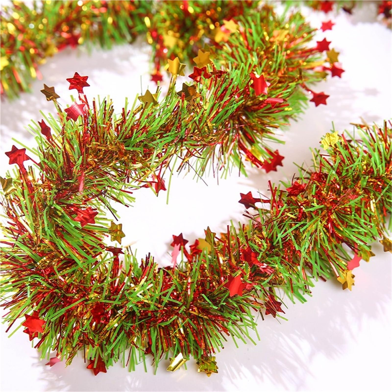 Deko Für Innen Außen 4-teilige, Flexible Und Verstellbare Weihnachts-Lametta-Girlande for Den Kamin Balkon Treppengeländer(Multi-Colored)