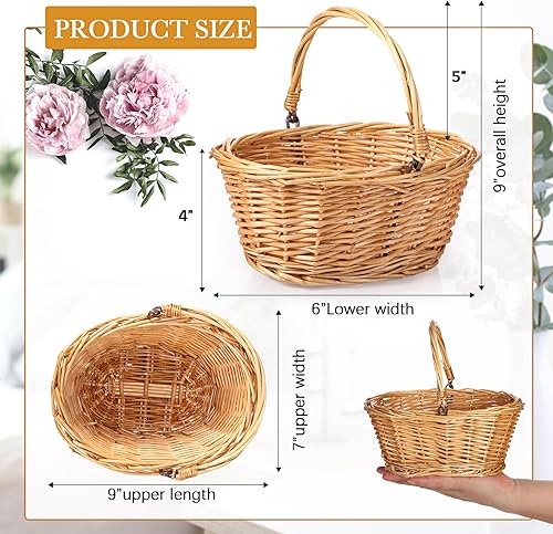 Miniatura 49 de Barydat 6 cestas pequeñas de mimbre para pícnic con asa, cestas ovaladas de sauce trenzado para regalo para boda, baby shower, Navidad, invierno