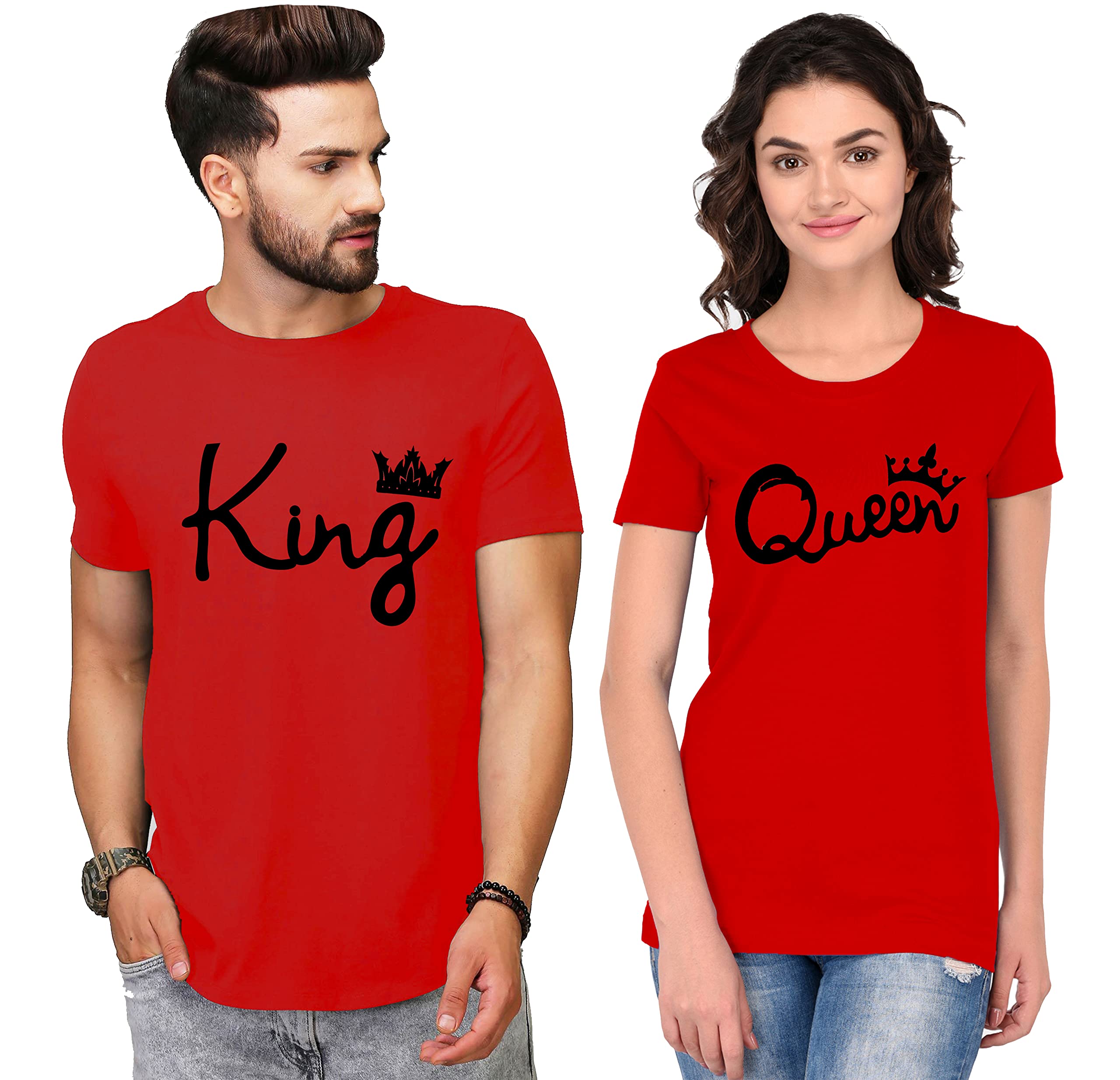 KASHIRA King-Queen Printed Matching Couple Tshirt Red
