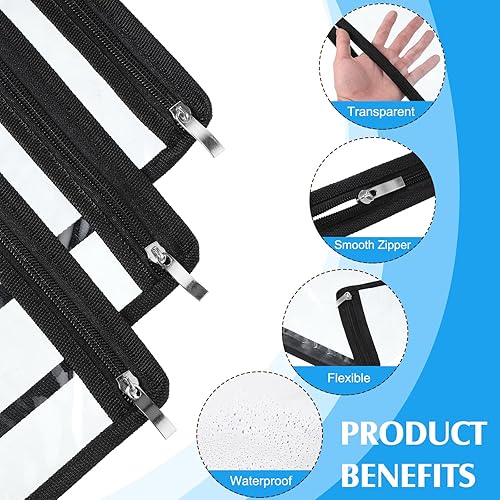 Vista 3 de Ireer Paquete de 18 bolsas transparentes con cremallera de PVC, impermeables, bolsas transparentes con cremallera, bolsas de almacenamiento