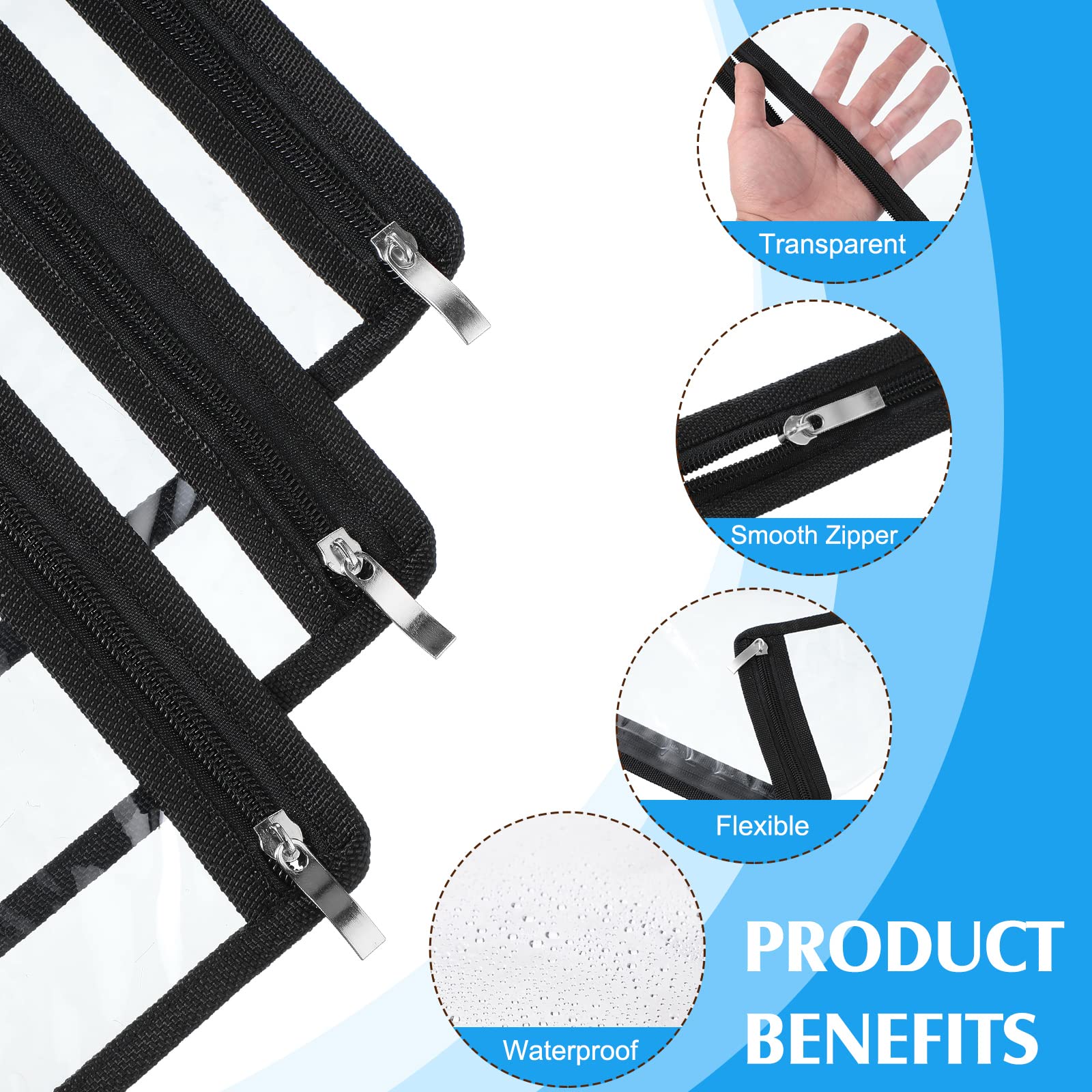 Ireer Paquete de 18 Bolsas Transparentes de PVC con Cremallera, 11.5 x 7 Pulgadas, Bolsas de Almacenamiento Multiusos para organizar cosméticos de Viaje, Documentos, Archivos, Suministros de Oficina