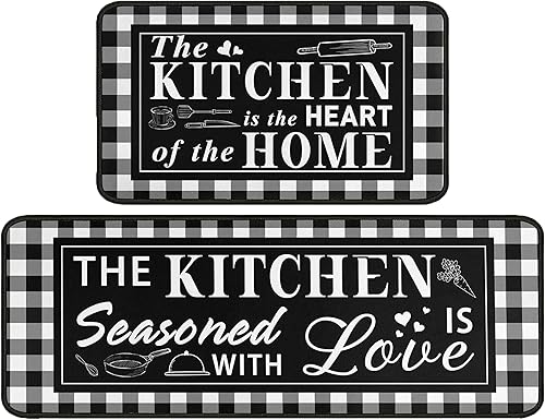 Miniatura 7 de Juego de 2 alfombras de decoración de cocina de limón negro, lavables, impermeables, antideslizantes, alfombra de pasillo para fregadero de cocina,