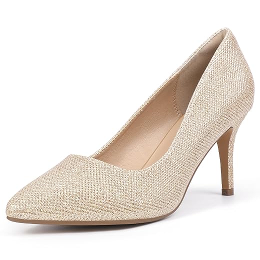 IDIFU IN3 High Heels Pumps Closed Toe Heels Women's Pumps Stiletto Pointed Toe Dress Shoes Wedding Prom Bridal Work Office Bride Guest Trendy Dressy Fashion Comfortable Pump Shoes