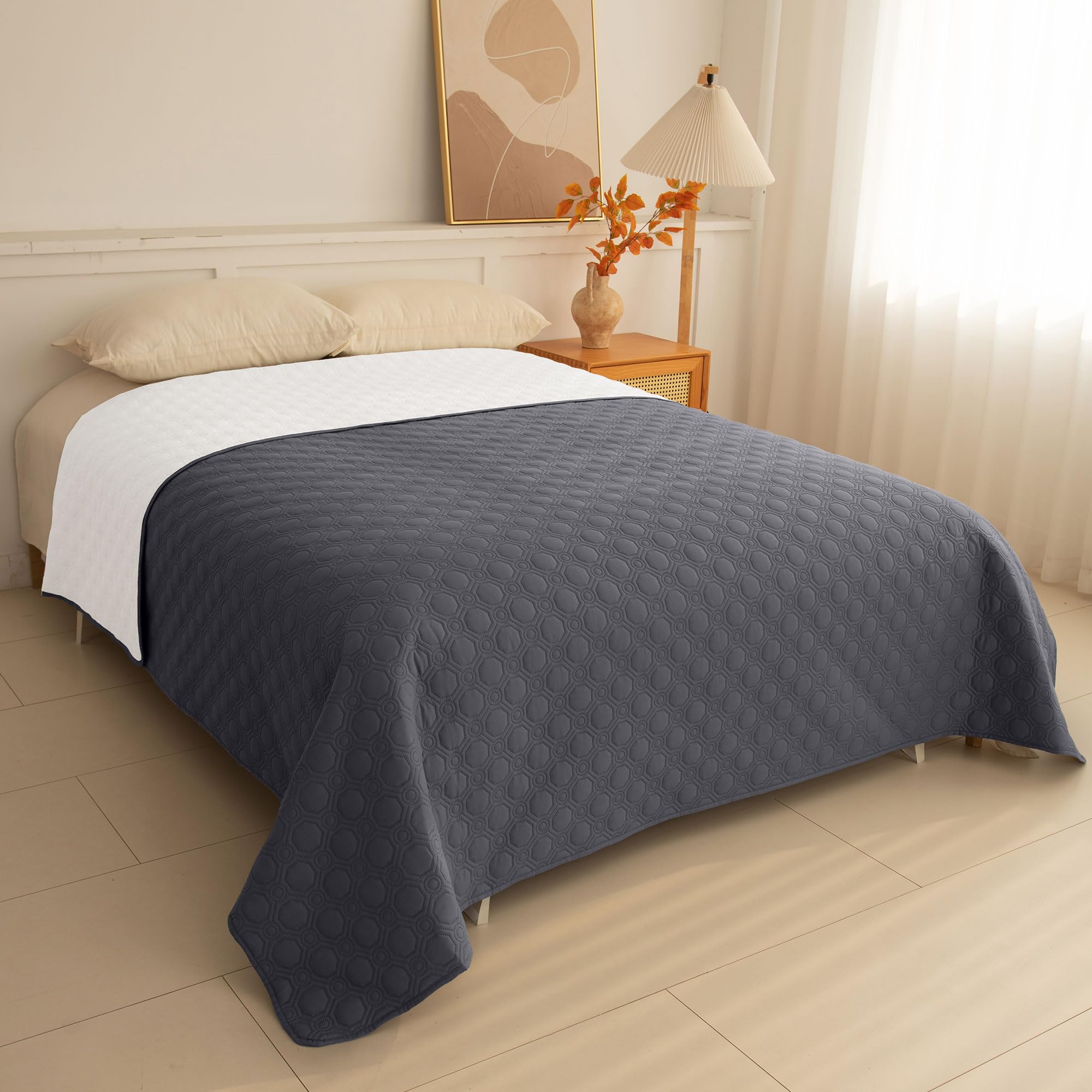 TIANSHU Waterproof Blanket Bed Blanket Reversible and Multi-Purpose, Non-Slip and Washable Dog Mat, Ideal for Sofa Bed, Babies and Pets (137 x 208 cm, Grey)
