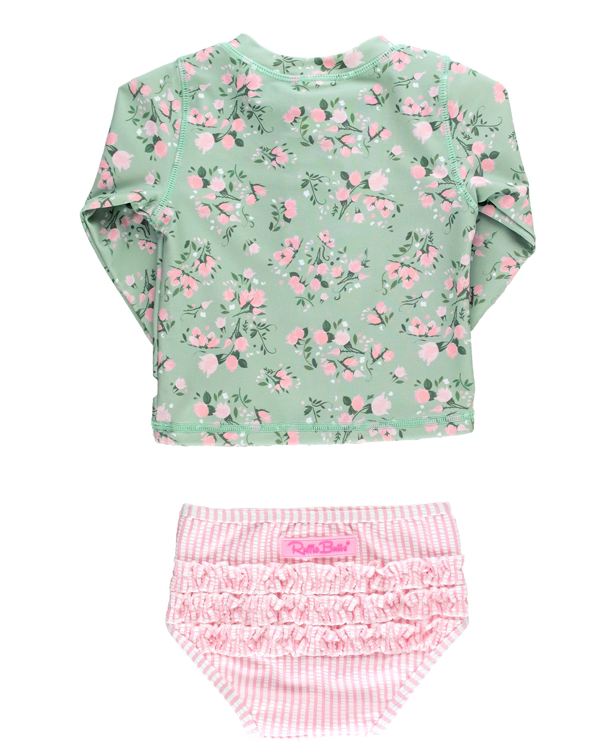 RuffleButts Rash Guard con Cerniera A Maniche Lunghe E Cuori Colorati Upf50, 2 Pezzi - 3-6 Mesi