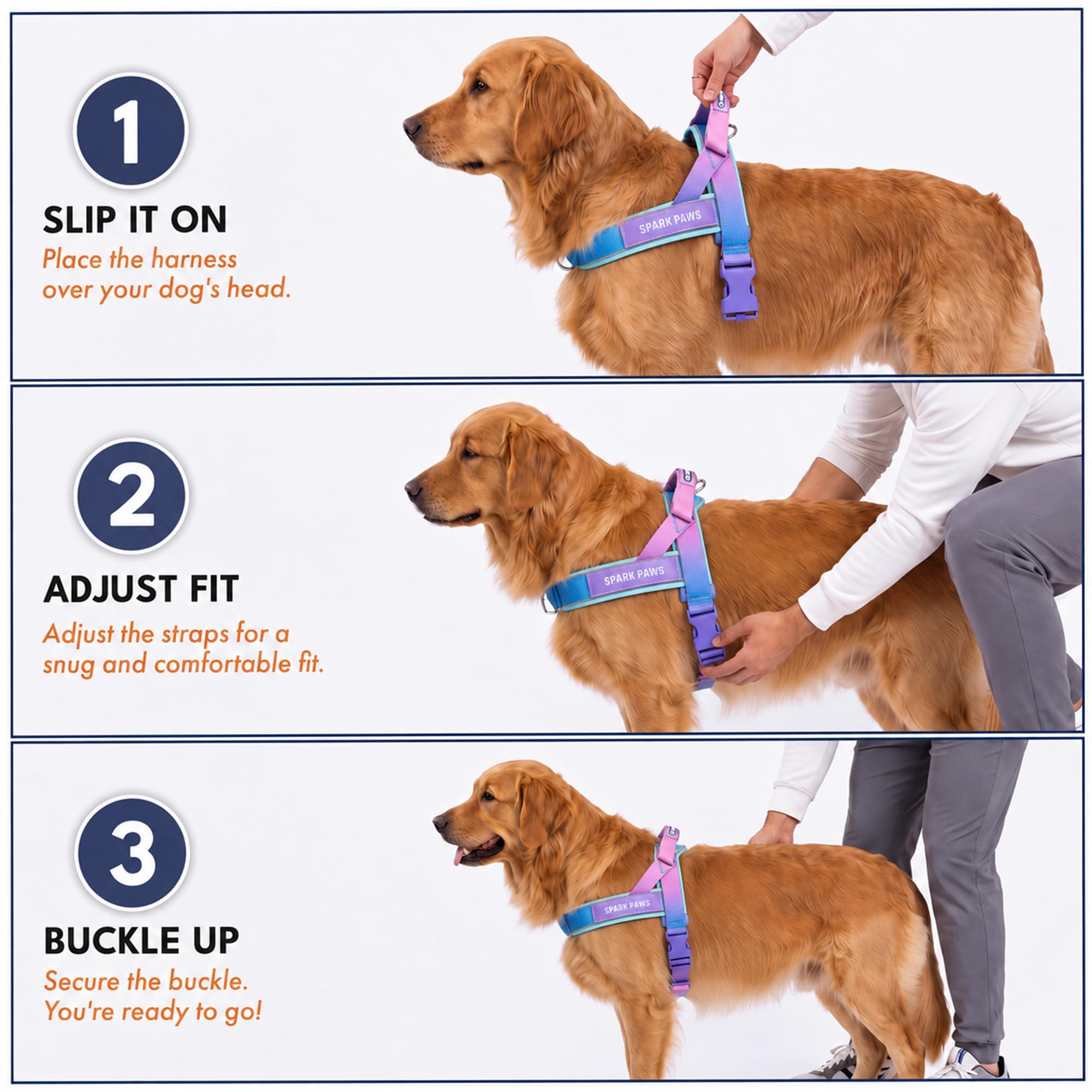 Amazon | Spark Paws No Pull Front Clip Dog Harness - 簡単装着