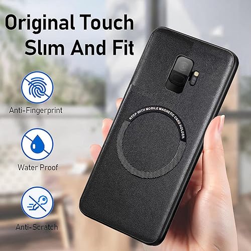 Miniatura 3 de Funda para Samsung Galaxy S9 compatible con Magsafe Anillo de metal, Funda híbrida de TPU de cuero premium - Elegante funda protectora completa