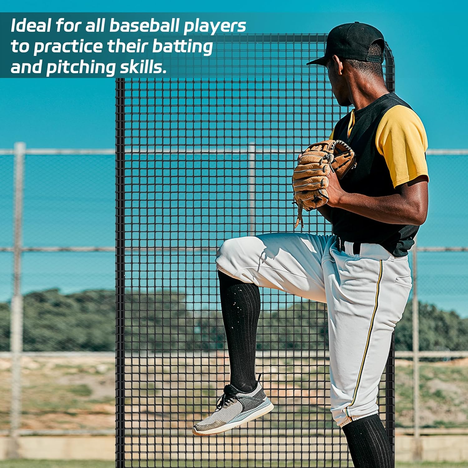 MR Professional Baseball Pitching Screen, Baseball Softball Portable Batting Screen, Protective Pitcher Safety Net