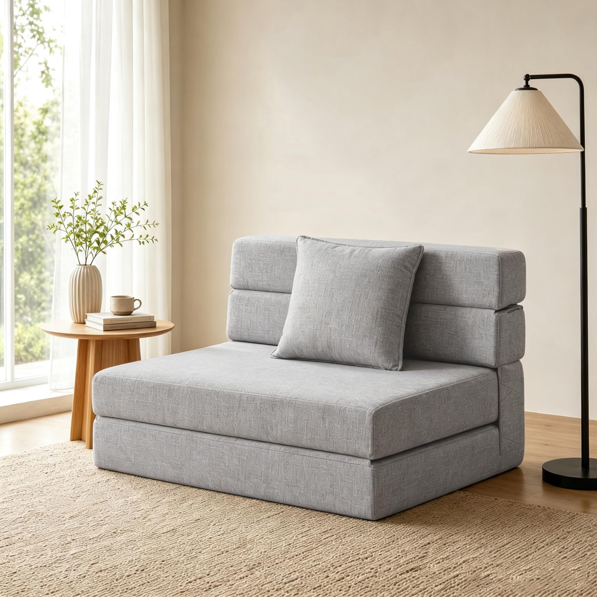 Folding Sleeper Chair Sofa Bed Lazy Couch with Pillow, Fold Out Chair Bed