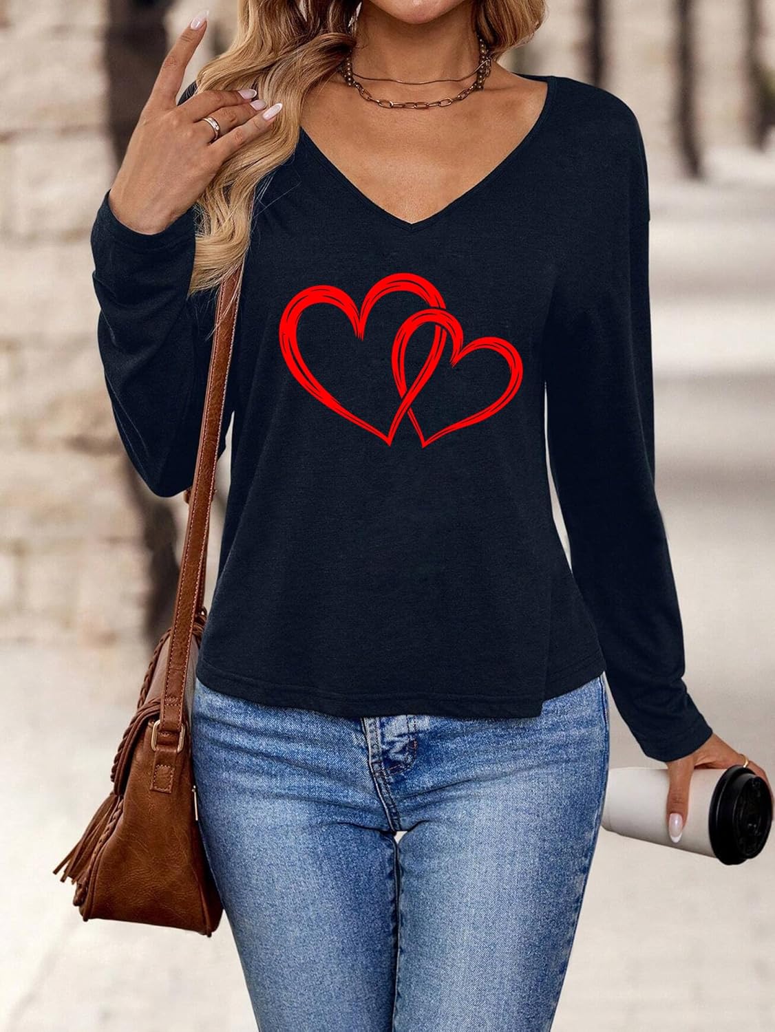 Boho Cow Skull Western Shirts for Women Cowgirl Long Sleeve T Shirt Vintage Country Graphic Tees Causal V Neck Tops - Image 3