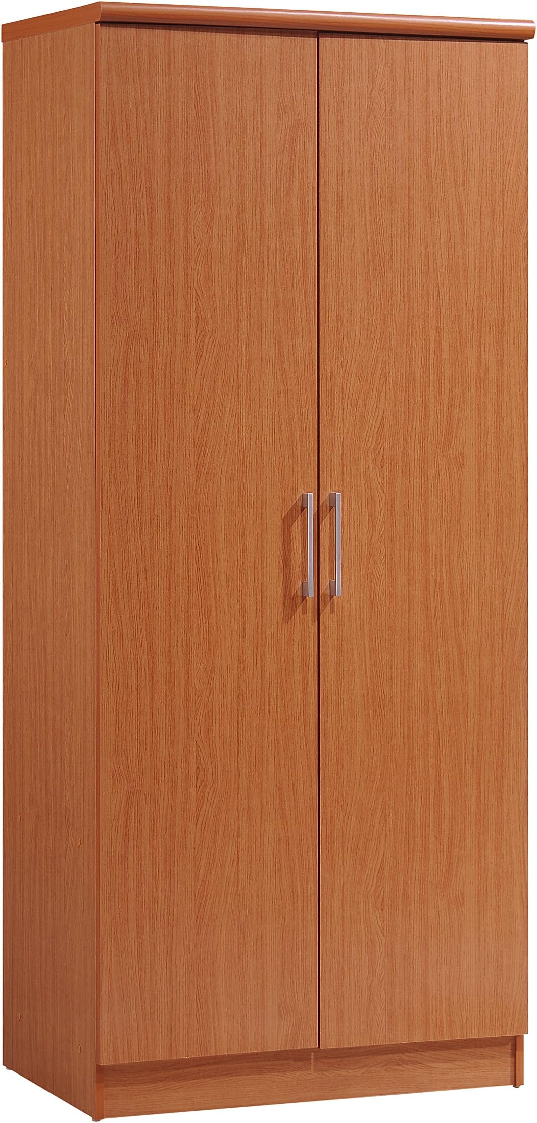 Hodedah 2 Door Wardrobe with Adjustable/Removable Shelves & Hanging Rod, Cherry