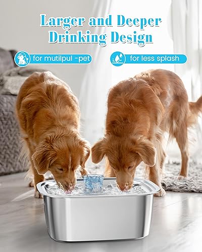 Miniatura 6 de Lesotc Fuente de agua para perros de acero inoxidable de 3 galones para perros grandes, fuente de agua para mascotas con 2 filtros, fuente