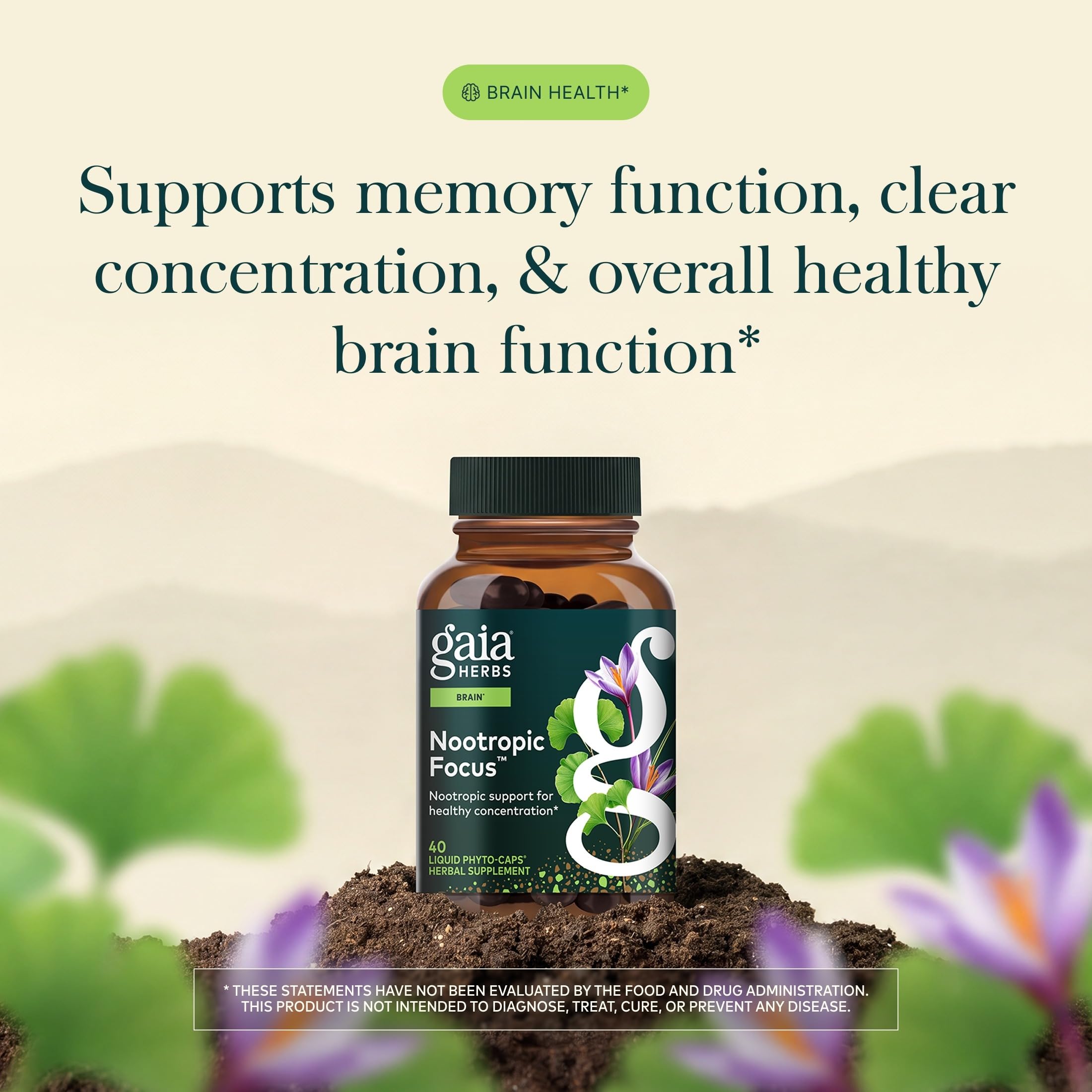 Gaia Herbs Nootropic Focus, 40 Vegan Capsules, 20 Servings — Amazon image 3