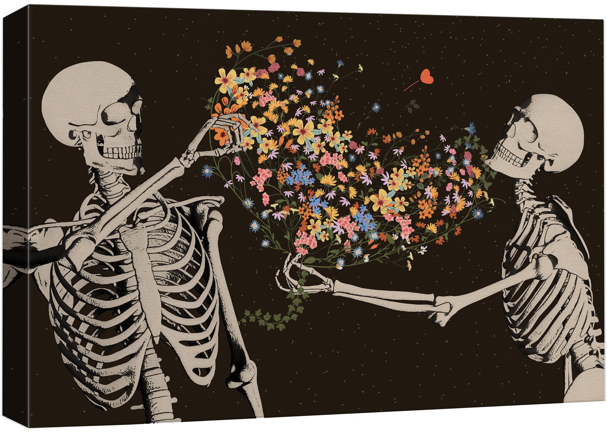 Amazon.com: wall26 Canvas Print Wall Art Floral Skeleton Skull