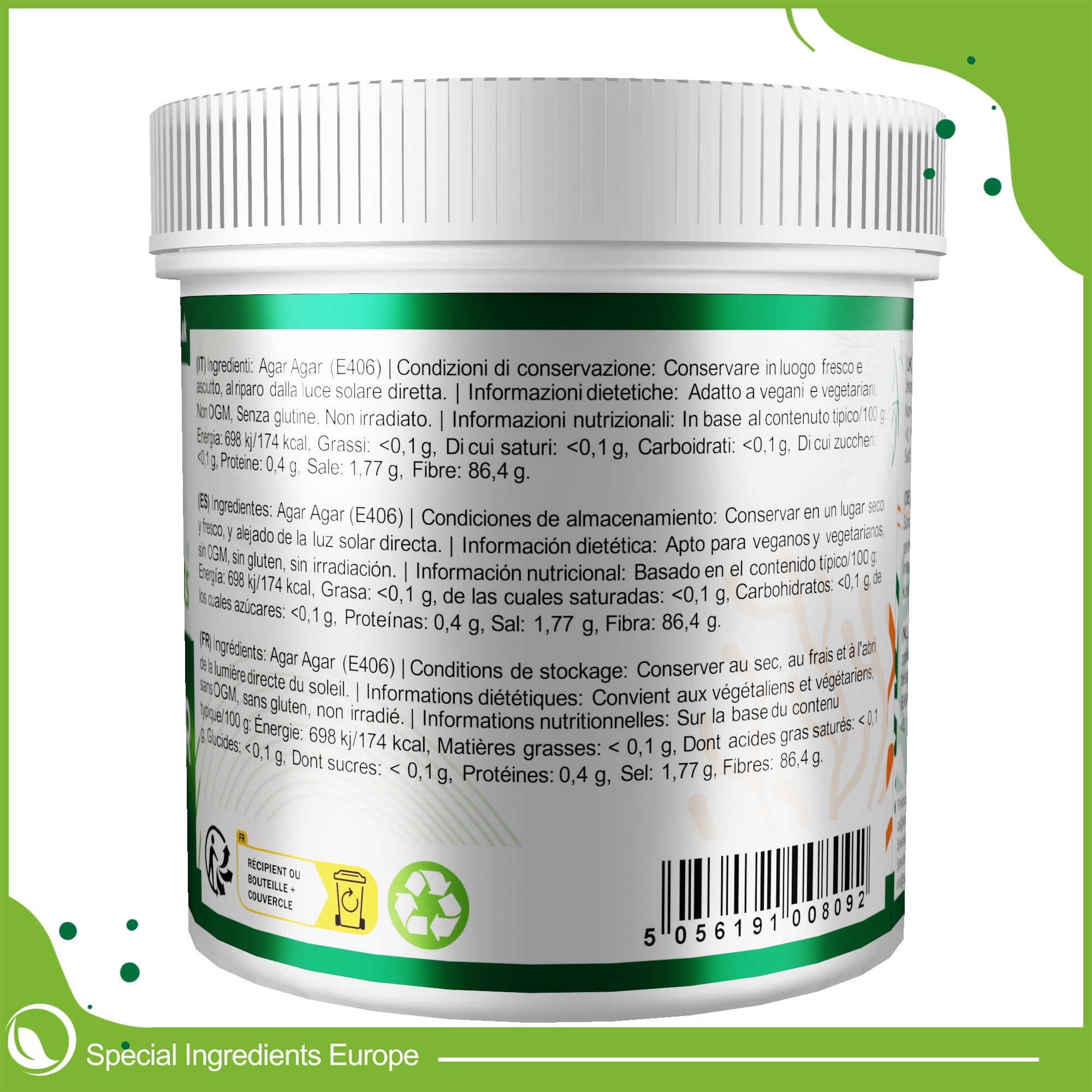 Special Ingredients Agar Agar Powder, 10 kg | Agar Agar Pulver, Pflanzliche Gelatine, Natürliches Geliermittel für Veganer & Vegetarier, Nicht-GVO, Glutenfrei