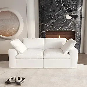 Cloud Modular Sectional Sofa Couch,80.3" Convertible Couches Loveseat for Living Room,Minimalist Deep Sofa Couches,Sofa Covers Washable&Replaceable,White