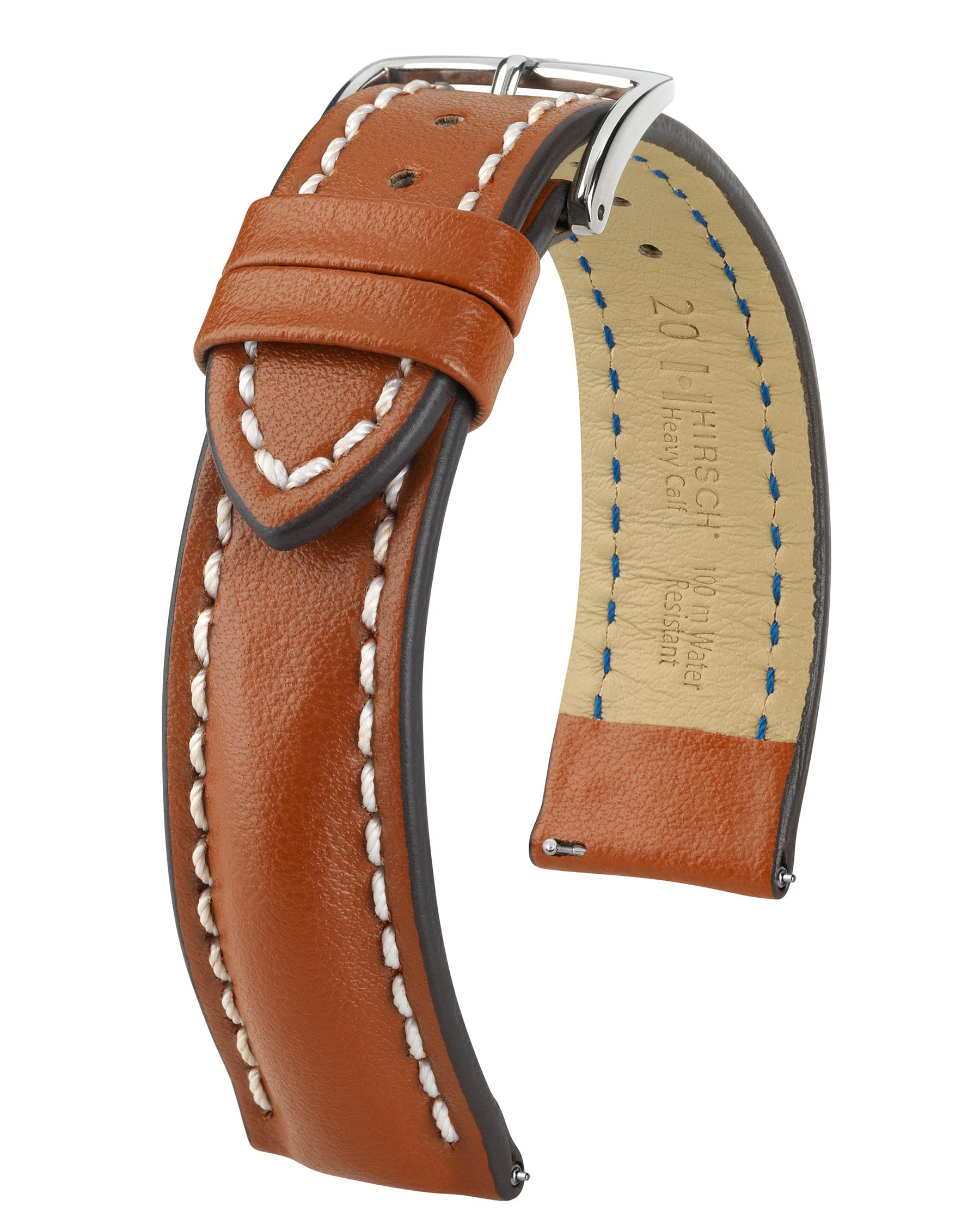 HIRSCH Herren Uhrenarmband Kalbsleder Modell Heavy Calf 22 mm Goldbraun