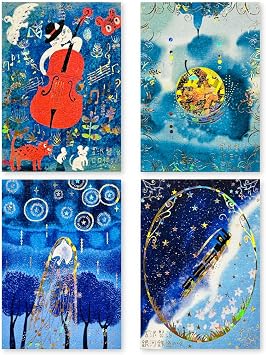 Seal-do Made in Japan Foil Postcard Set, 4 Patterns, Kenji Miyazawa Night on the Galactic Railroad, Swallowtail Star, Gauche the Cellist, Yamanashi, Kirapika Shinzi Katoh ks-pc-40001