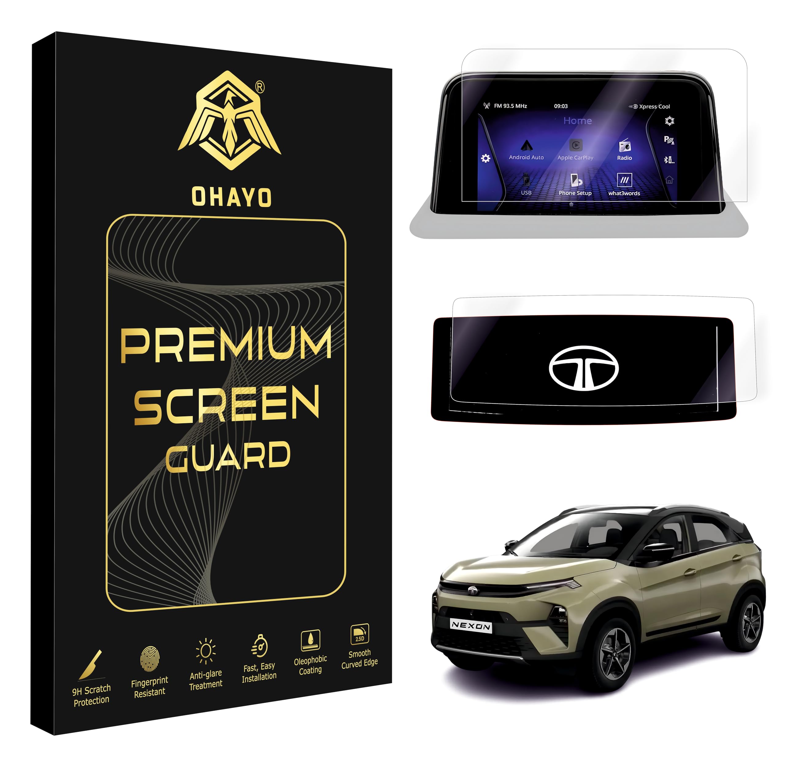 OHAYO Combo Screen Protector for Tata Nexon 2023 Facelift | 7 Inch Infotainment Display + Steering Cluster Guard | Edge-to-Edge Touch Screen Protection | Car Accessories (Not Tempered Glass)-image-11