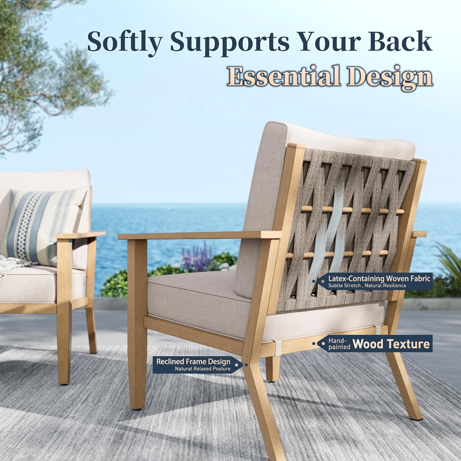 Patio Conversation Set,7 Pcs Metal Outdoor Furniture with 3-Seater Sofa,2 Swivel Chairs,2 Single Chairs,Metal Nested Table and 5.75" Extra Thick Cushion for Lawn Garden Backyard,Beige