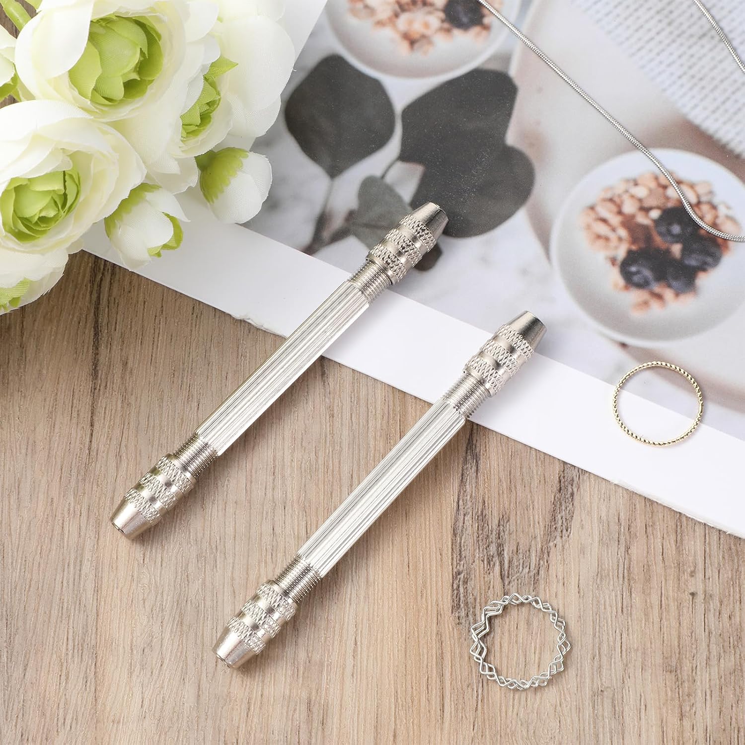 2 PCS Double-Ended Pin Vise, Twisted Copper Wire Tool DIY Hand Drill Pin Vise DIY Jewelry Accessories for Winding Copper Wire Jewelry Making Tools