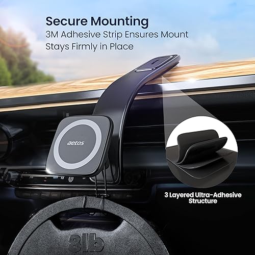 Miniatura 5 de aetos Soporte para teléfono MagSafe para iPhone 171615141312 ProPlusMax y teléfonos Android con adaptador de anillo. Cabezal giratorio de 360 y
