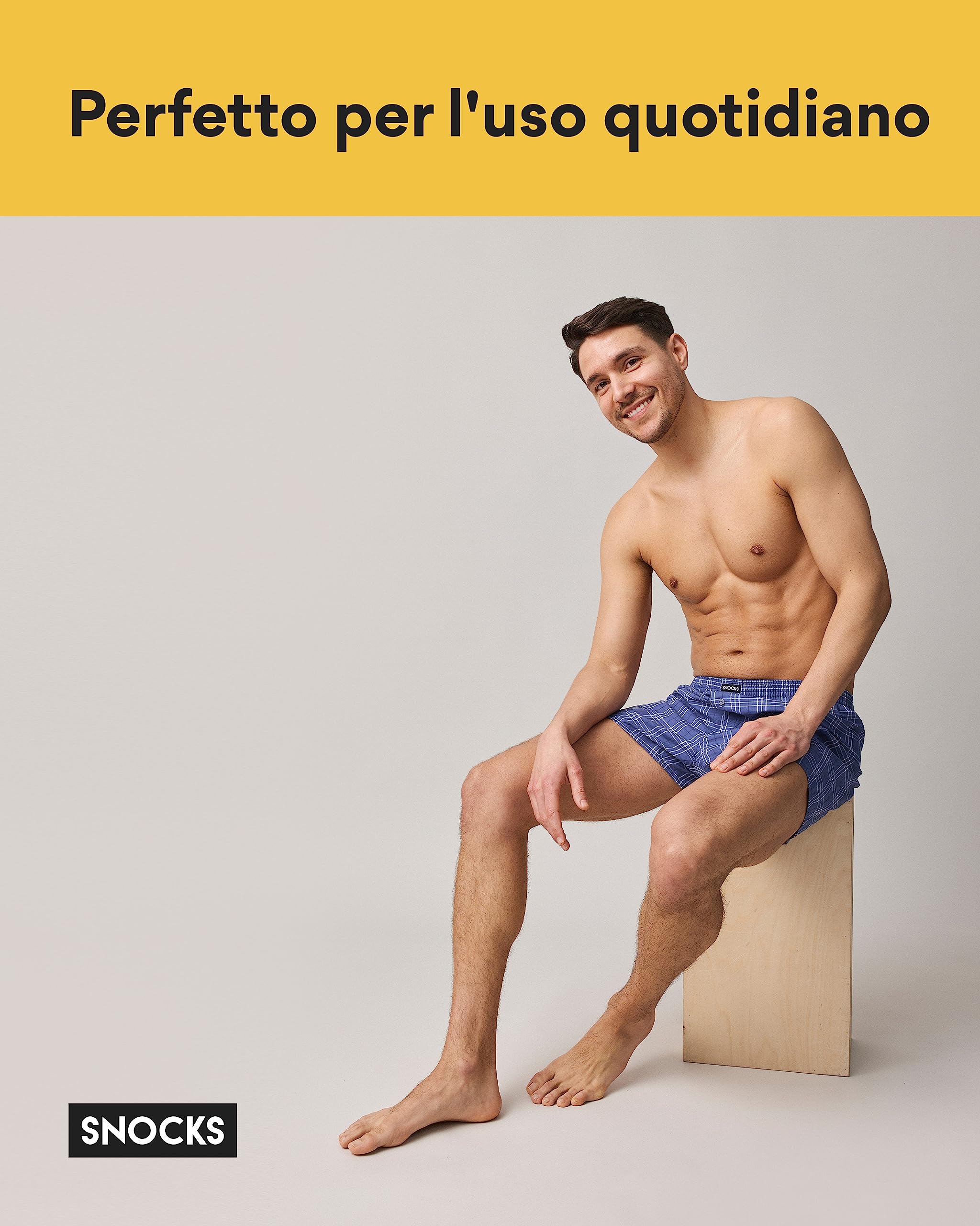 Snocks Pacco da 3 Boxer Americani in Cotone Organico Boxer Uomo Lunghi Taglia S-4XL Stile Boxer Americani - Boxer Uomo Senza Etichetta Fastidiosa