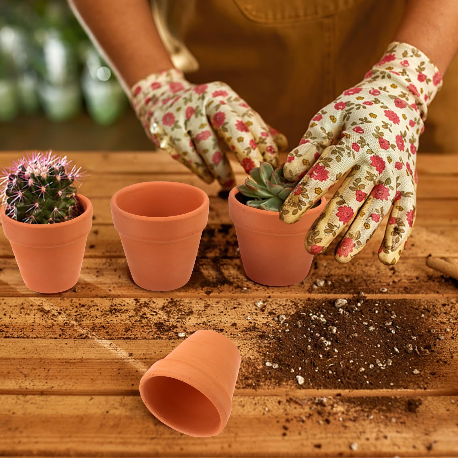 YISHANG 36 Mini Vasi In Terracotta 4,8 Cm Con Foro Di Drenaggio - Piccoli Vasi Per Cactus, Piante Grasse E Fai Da Te - 4