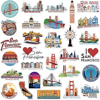 Konohan 30 Pcs San Francisco Souvenirs Gifts San Francisco Magnet for Refrigerator City Magnetic Refrigerator Stickers for Home Decoration