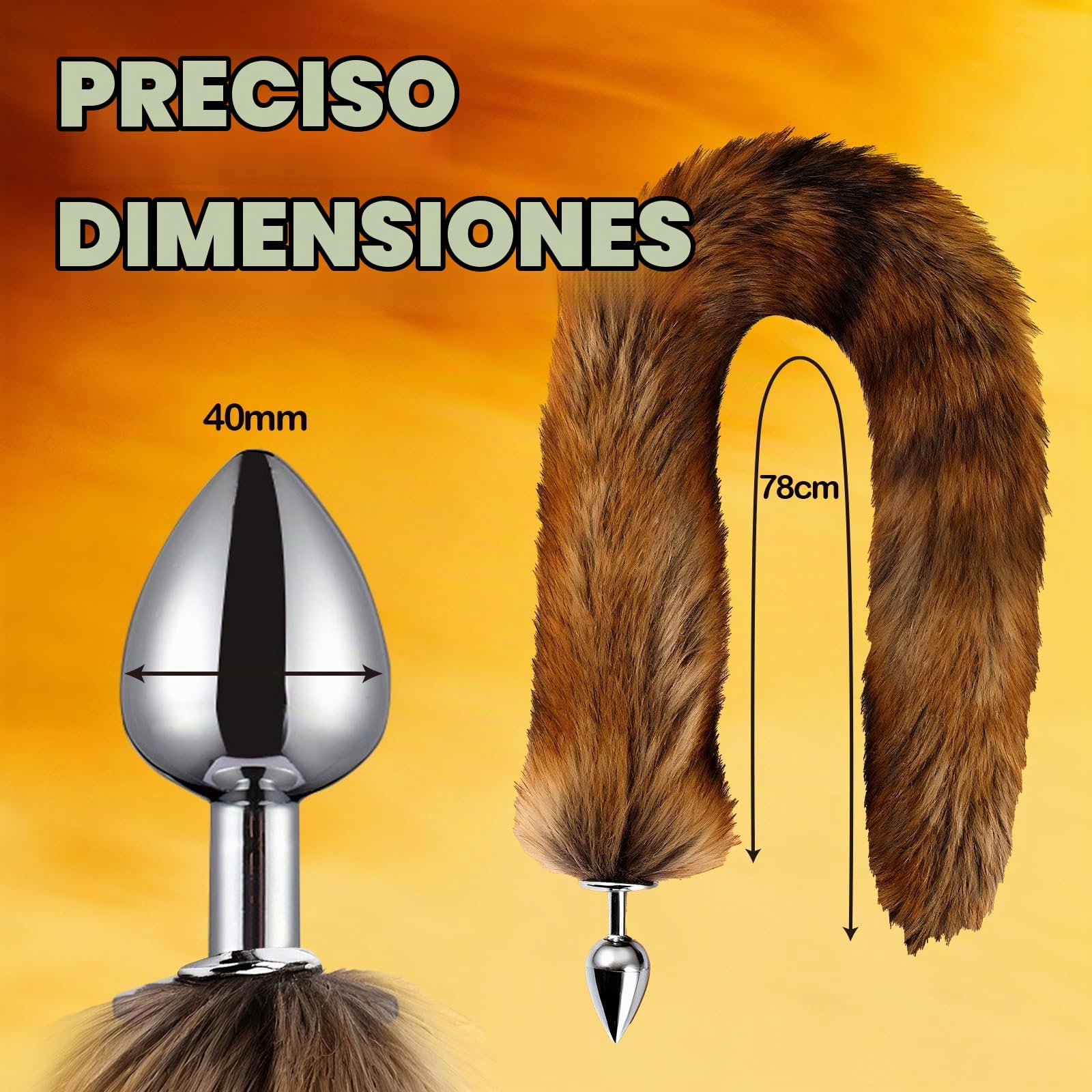 Plug Anal Con Cola De Zorro Para Mujeres Con Cola Plug Anal De Acero Inoxidable Butt Plug SM Tailplug BDSM Cosplay EróTico Furry Cola De Zorro Juguete Sexual Para Hombres Parejas Principiantes (L)