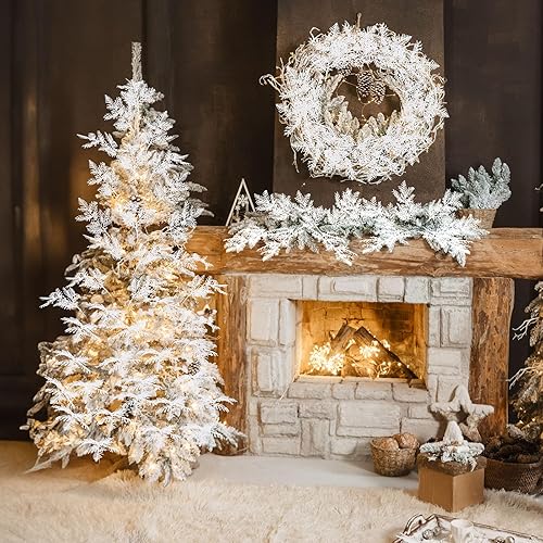 Miniatura 5 de 60 piezas de púas florales de Navidad, ramas de pino artificiales, ramas de árbol falsas, púas florales de Navidad con purpurina para árbol de