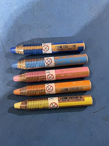 Miniatura 7 de STABILO Multi-talented Lápiz Woody 3 en 1 – Caja de 5 colores pastel – Rosa, Naranja, Amarillo, Azul Cian y Azul + Sacapuntas