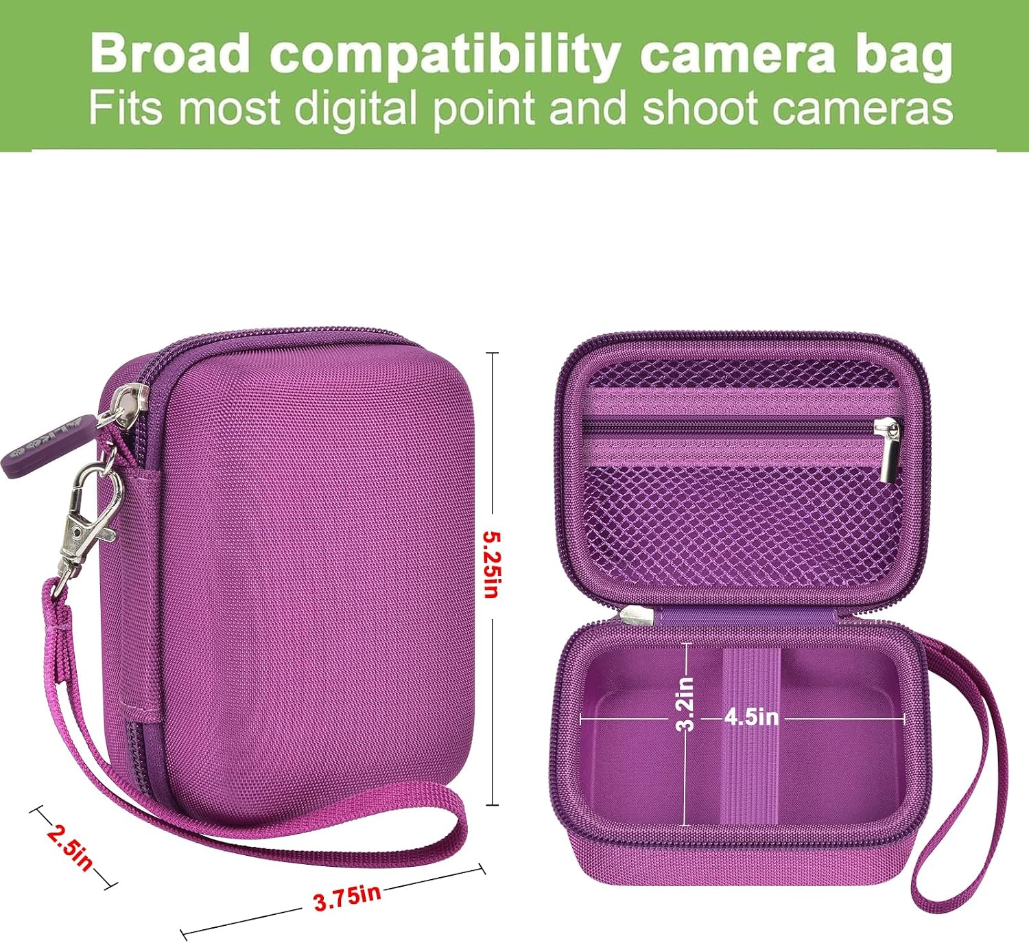 Case Compatible with CAMKORY Digital Camera/for VAHOIALD FHD 1080P Digital Point and Shoot/for Kodak PIXPRO FZ55/ FZ45 16MP Vlogging/for IWEUKJLO, Holder for SD Card More- Dark Purple (Box Only)