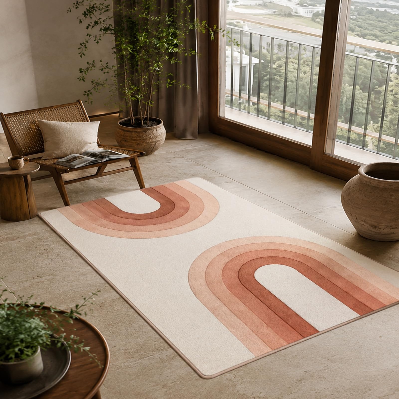 Tapis poils ras géométrique moderne rouge 120x200 cm chaleureux pour la maison