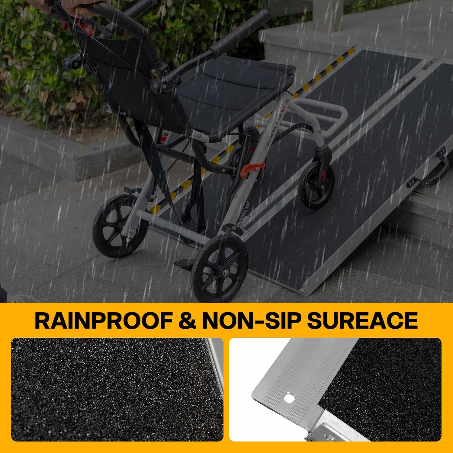 Vie Triomphe Portable Wheelchair Ramp 4FT, Non-Slip Aluminum Folding Handicap Ramp for Seniors, Elderly, Disabled, Wheelchairs, Scooters, Home Entry, Doorways, Steps