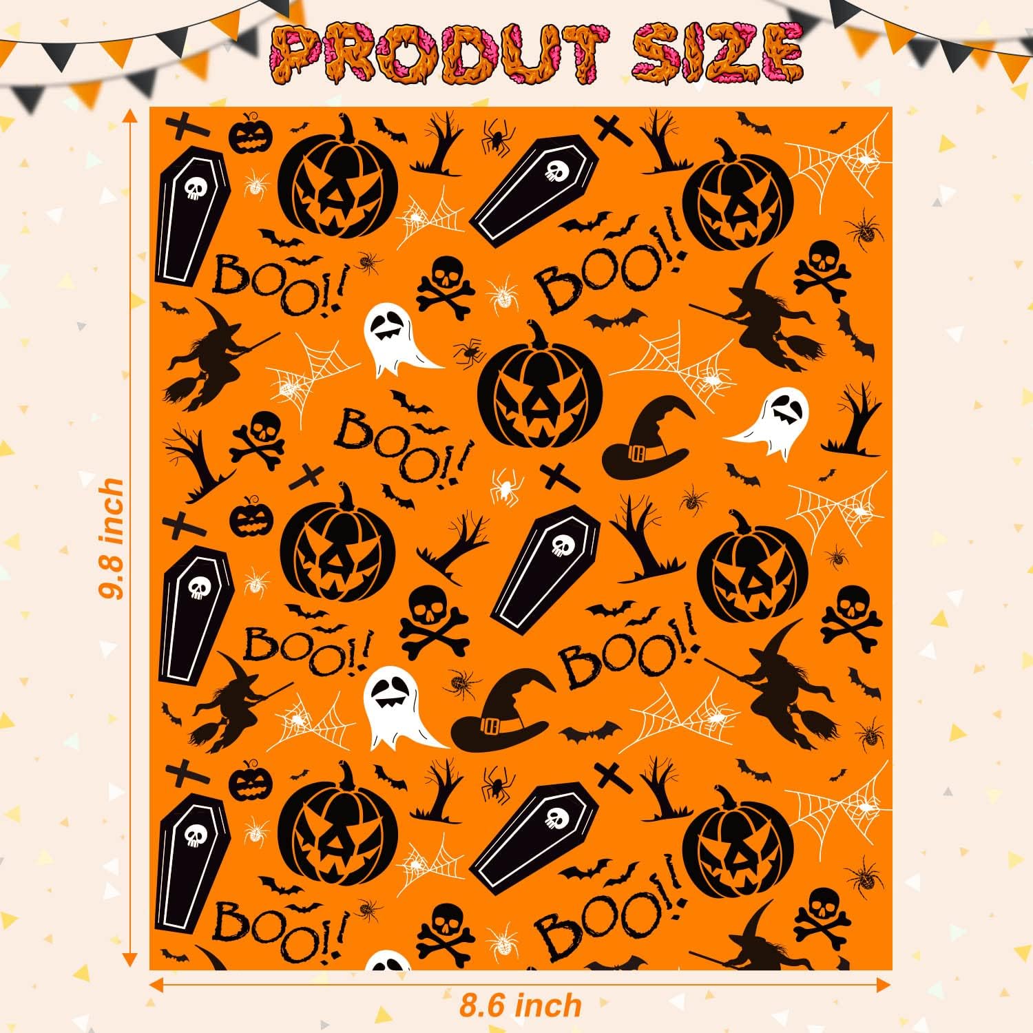 100 Pcs Wax Paper for Food, Halloween