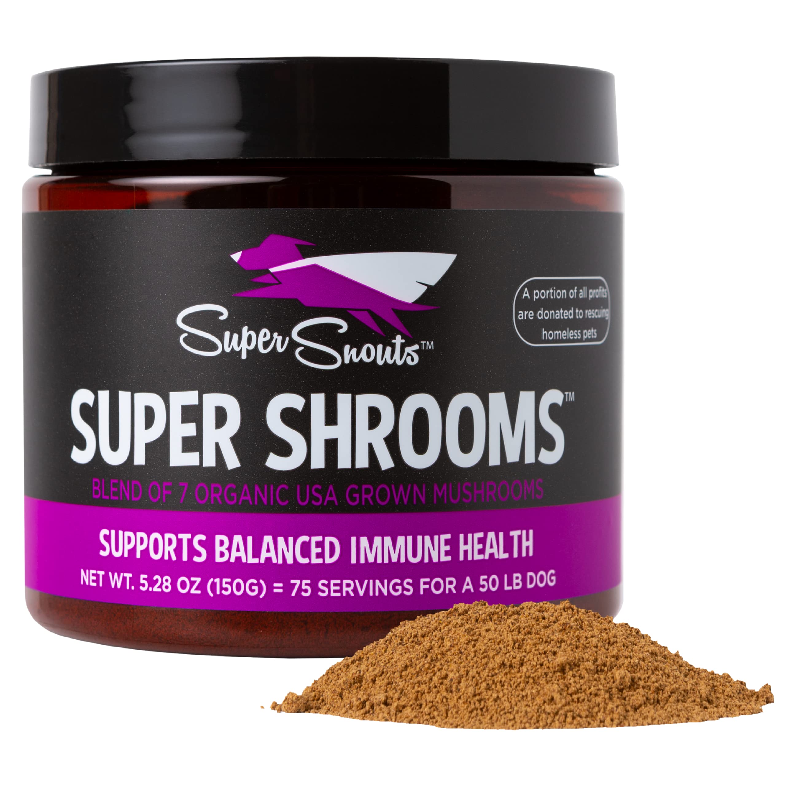 Amazon.com : Super Snouts Super Shrooms Mushroom Immune Support for Dogs  and Cats, 5.28 oz - Made in USA Organic Non-GMO, Immune Health, Strong  Immunity : Pet Supplies