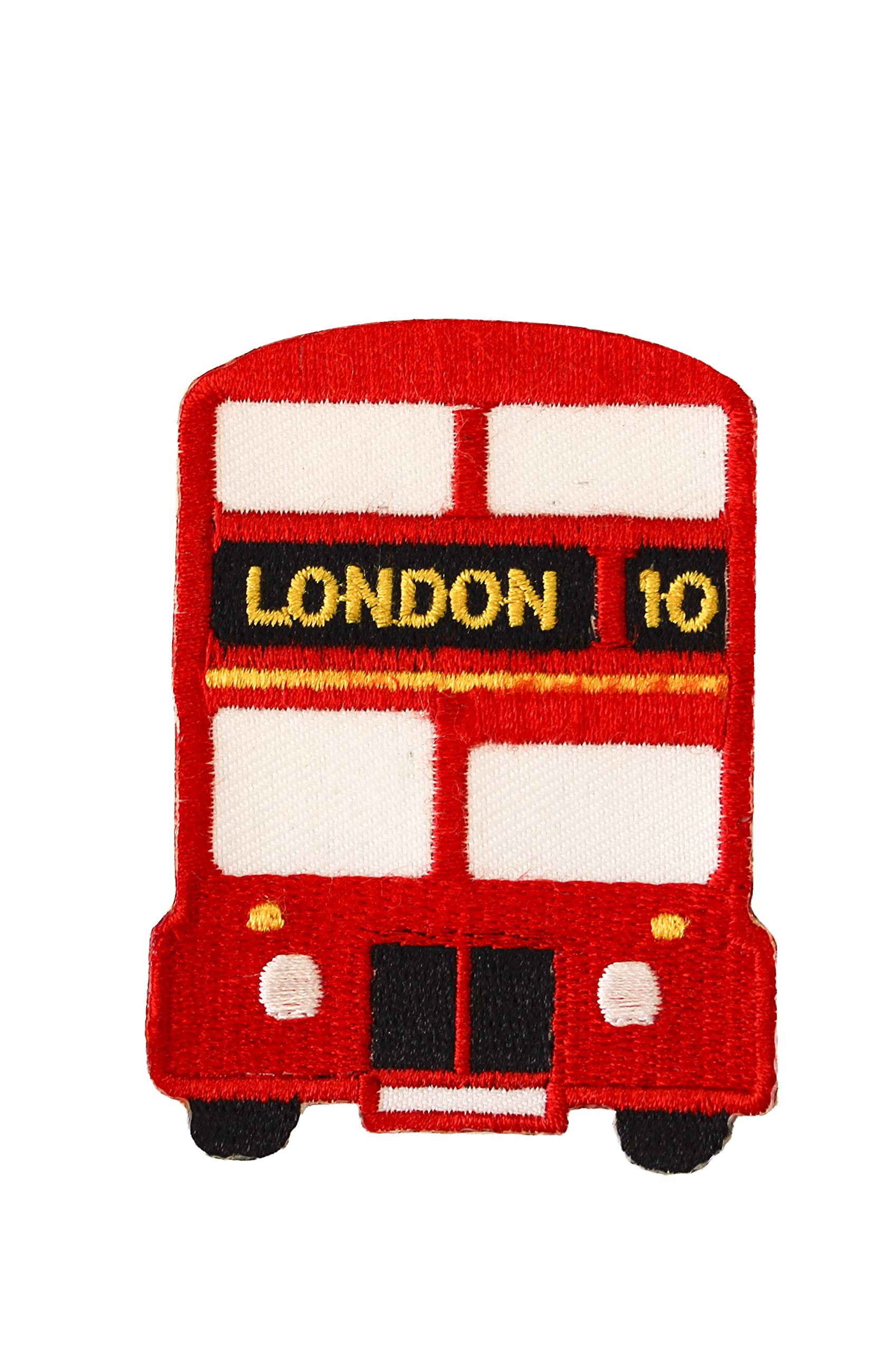 British UK Union Jack Sew On Iron On Fabric Patch Embroidered Badge (Big Red Bus)