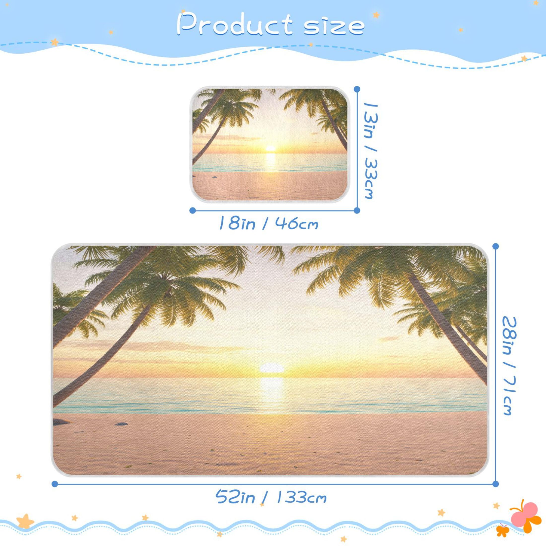Takiito Tropical Beach with Palm Trees Baby Cooling Mattress Pad, Soft & Breathable Cooling Mat Keep Baby Cool in Summer 28x52 in, Nursery Essential
