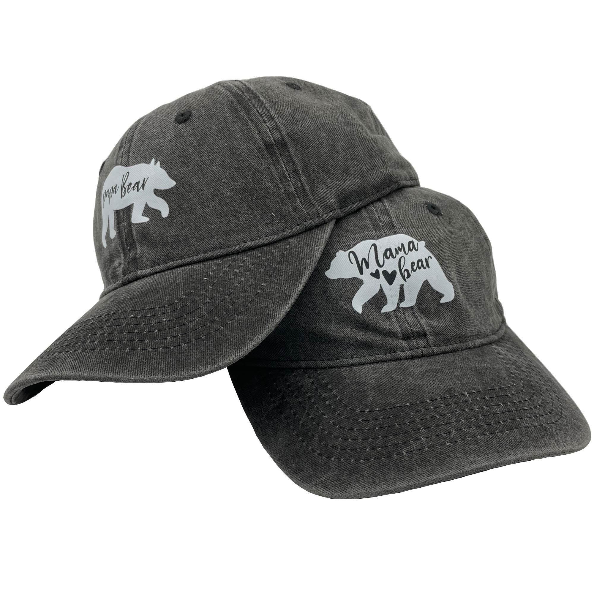 Mama & Papa Bear Baseball Cap Vintage Distressed Hat for Dad & Mom