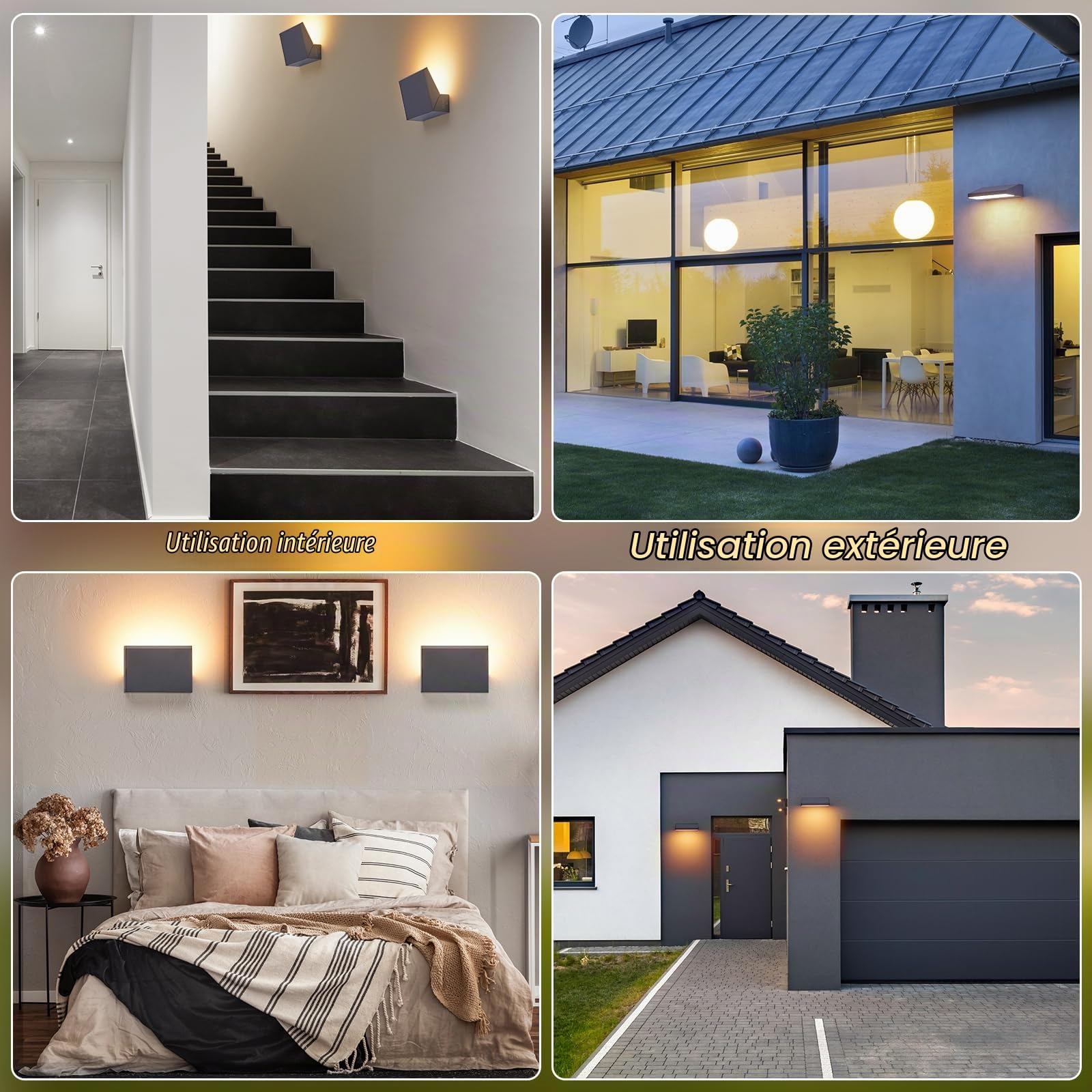 Applique Murale Exterieur LED - Moderne Luminaire Extérieur IP65 Étanche Lampe Lumière Mural Exterieure, 2700K Réglable Éclairage Murale d'Extérieur Aluminium Blanc Chaud, Anthracite Gris