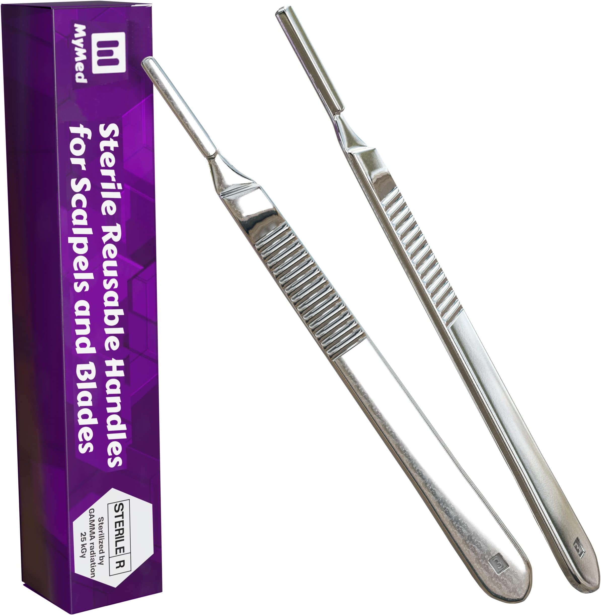 Pack of 2 Stainless Steel Scalpel Handle # 3, Premium Quality, Dermaplane Handles, Scalpel Knife Handle, Fits Variety of Scalpel Blades
