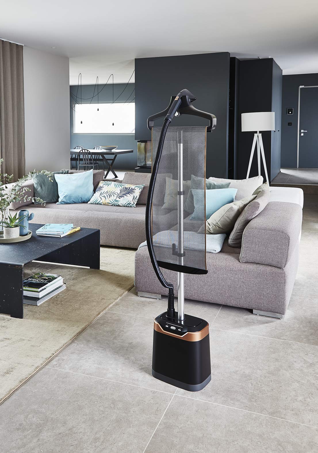CALOR Pro Style Care parowiec parowy pionowy 1800 W, parowiec parowy, 5 trybów, podgrzany w 45 sekund, czas użytkowania do 40 minut, prasowanie, wygładzanie, antybakteryjny, czarny i miedziany