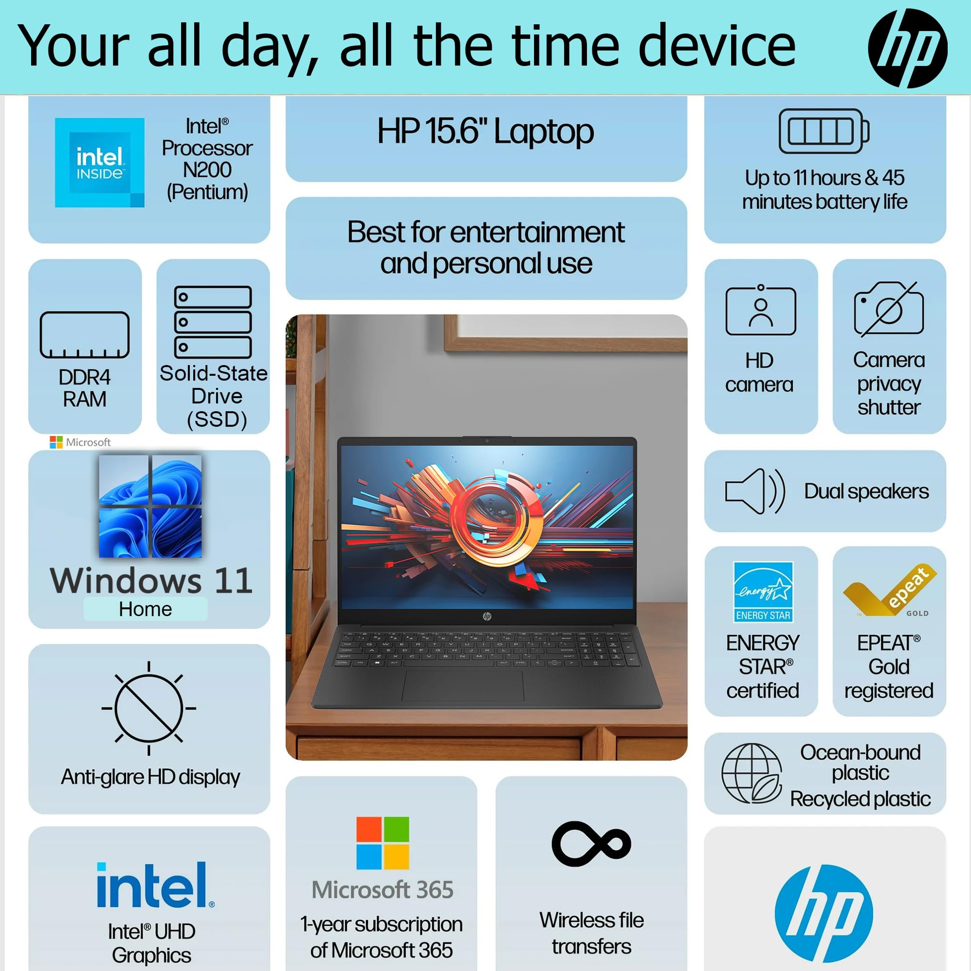 Amazon.com: HP 15.6 inch Laptop with Free Microsoft 365| 16GB RAM