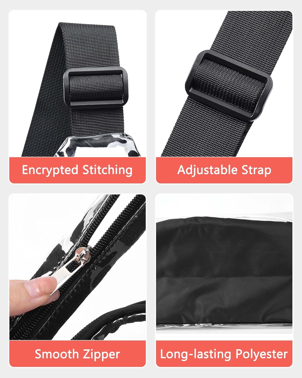 HULISEN Clear Sling Bag, Clear Bag Stadium Approved, Transparent Shoulder Crossbody Backpack Chest Casual Daypack - Image 6