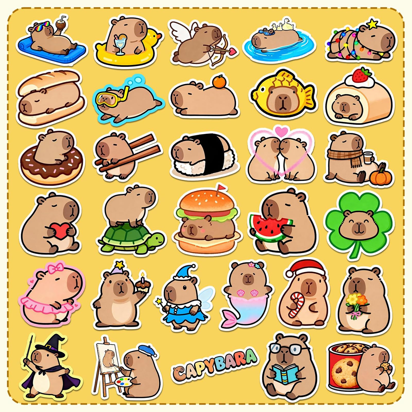 120 Pegatinas Impermeables De Capibara – Vinilo Decorativo Para Ordenador, Botella Y Maleta – Regalo Creativo